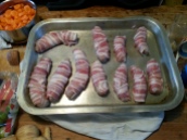 Home made sausages wrapped up and ready for bed!